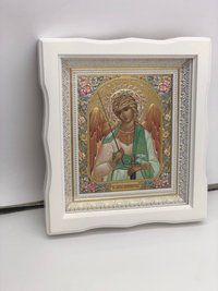Ікона в білій фігурній рамі з металізованим образом (27х24 см) MS-045 фото